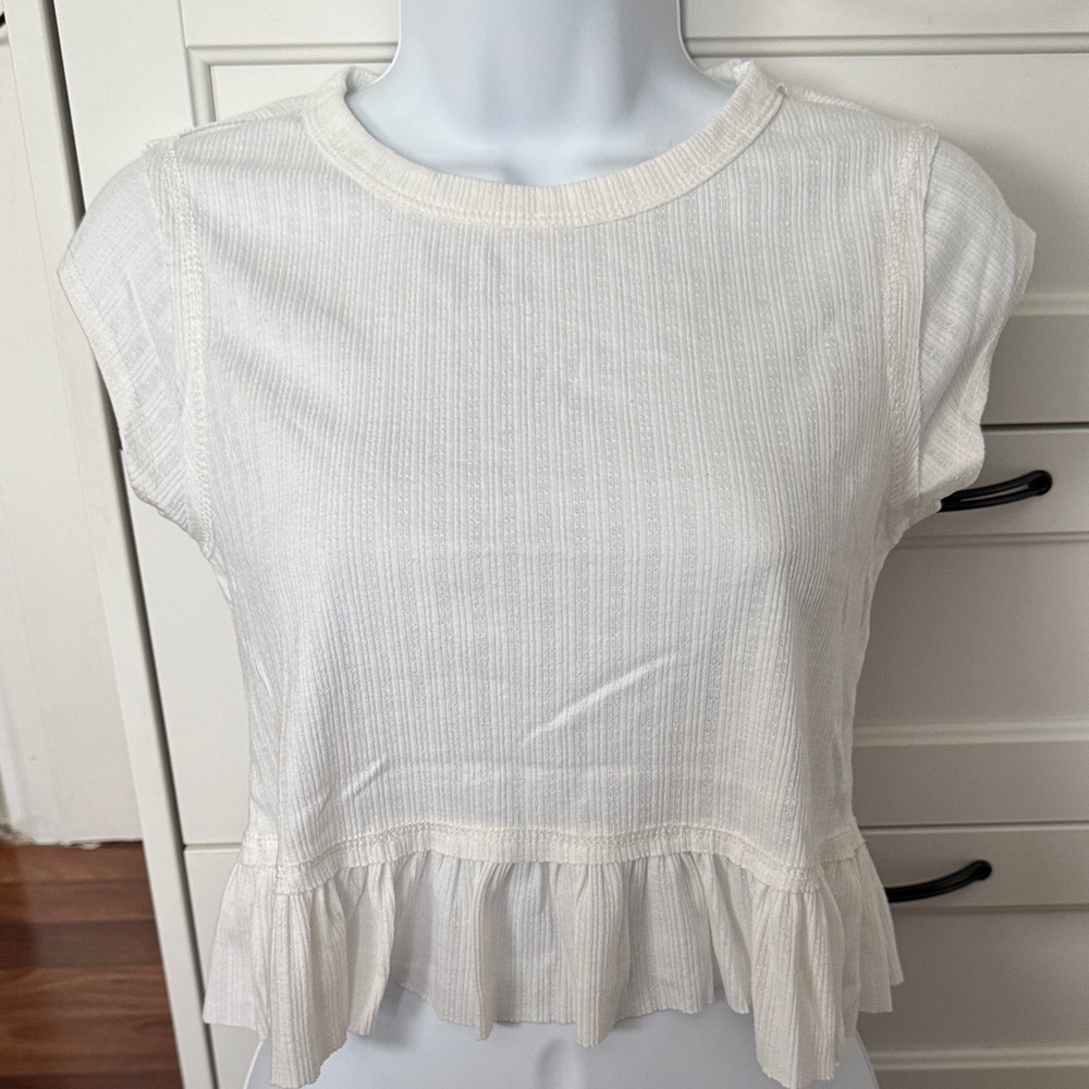 Altar'd State Cream Ruffle Hem Blouse